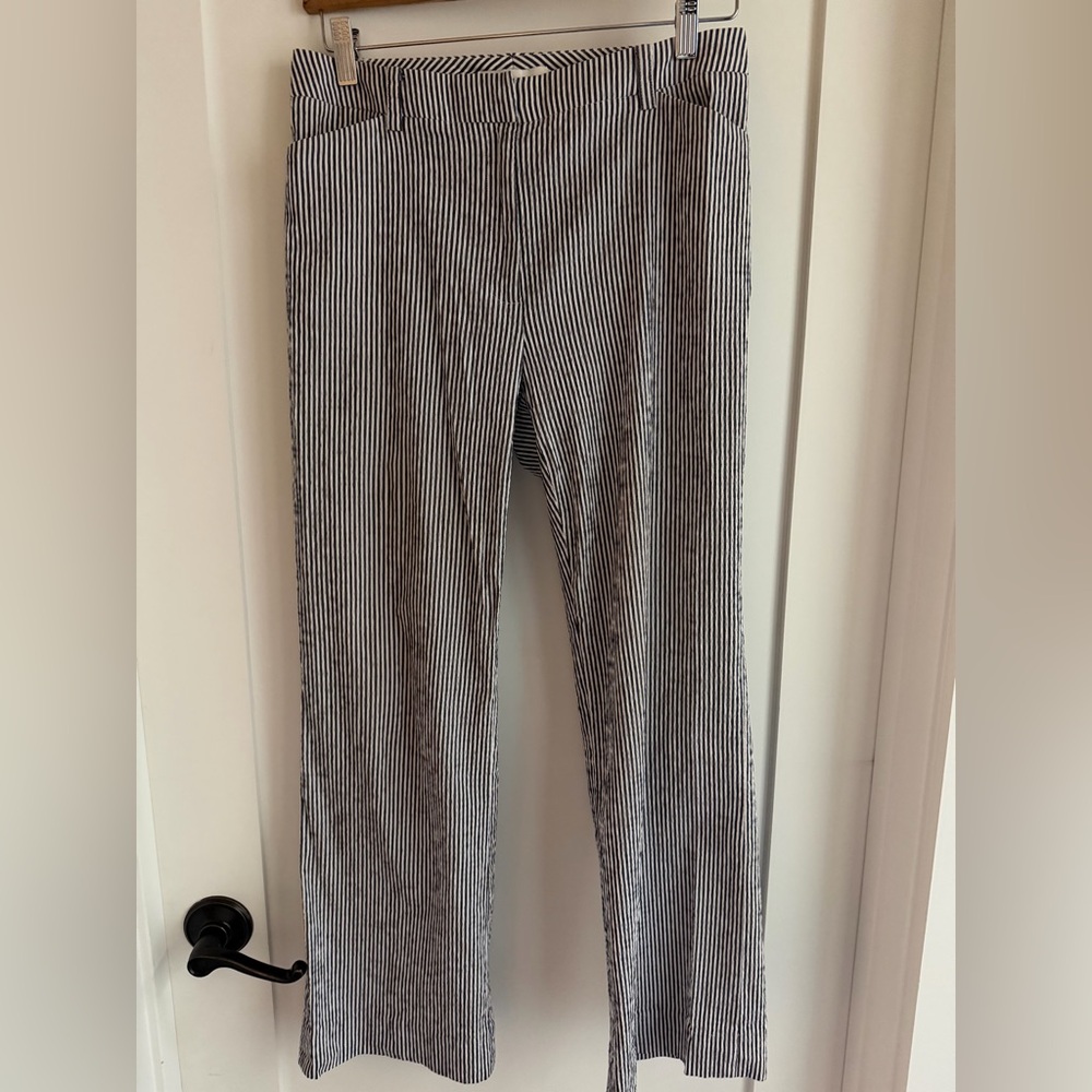 Doncaster Seersucker Black and White Striped Pants